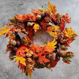 Fall Thanksgiving Harvest leaf acorn seasonal wreath #2